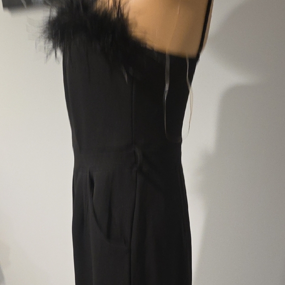 Emerald Sundae Black Jumpsuit with Feather Accent - Picture 6 of 11
